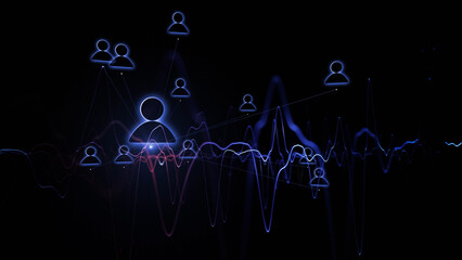 Wall Mural - dark digital people icons network cyberspace illustration technology.