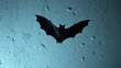© Vibrant Visions Pixe - A black bat flies in front of a textured blue background, its wings outstretched and silhouette clear against the sky.