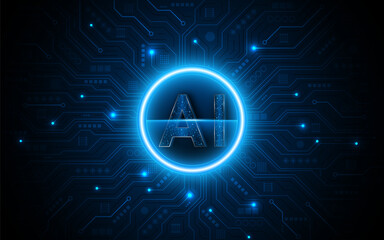 Leinwandbilder - Digital technology of the future. AI icon or artificial intelligence symbol. Future advanced artificial intelligence technology circuit board concept	