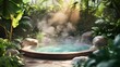 © nichka - Tropical Hot Spring Oasis Surrounded by Dense Green Foliage