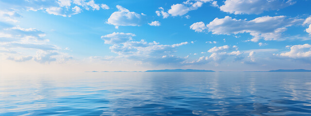 Sticker - sea landscape. sky over calm sea. Blue sea and sunny sky on horizon over calm water