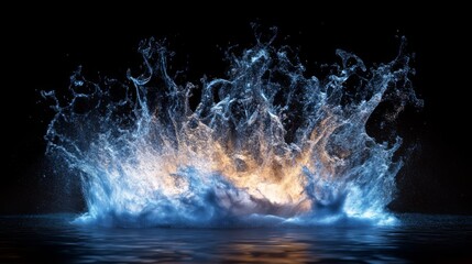 Wall Mural - Abstract blue and orange liquid splash.