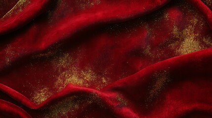 Wall Mural - rich red velvet background with golden accents and text merry christmas in the image