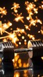 © QITIAN - A shiny silver dumbbell against a backdrop of sparkling lights.