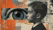 © Jacqueline Weber - Profil eines Kinder-Kopfes blickt erstaunt in ein menschliches Auge. Abstrakte Kunst. Dada Collage.