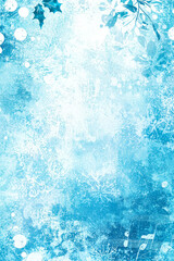 Poster - This winter-themed backdrop showcases a soothing blue palette with intricate snowflakes and musical notes, perfect for festive celebrations