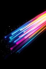 Wall Mural - vibrant and colorful light trails create a stunning dynamic motion effect against a deep black backd