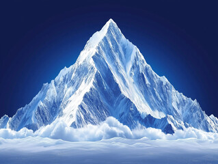 Wall Mural - An ice-covered mountain peak at night that seems to glow from moonlight.