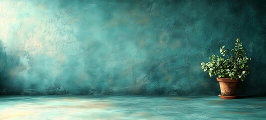 Wall Mural - rustic teal and green textured wall with vintage cracks and layered golden hues, perfect for antique