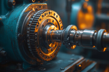 Fototapete - Artistic representation showcasing a lathe machine in a workshop setting