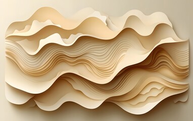 Wall Mural - silhouette of a human profile made of layered black lines on a muted beige background, abstract digi