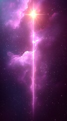Wall Mural - soft purple ocean with a glowing sun reflecting on calm waves against a lavender gradient sky