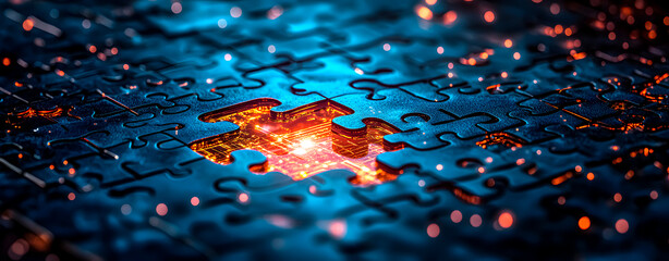 The missing pieces in technology. Space for text.