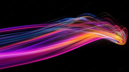 Wall Mural - this mesmerizing image showcases vibrant light trails in various colors with a striking motion blur 