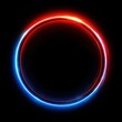 © Khritthithat - Vibrant Neon Circular Light Ring with Striking Blue and Red Glow Set Against a Dark Background Ideal for Technology and Futuristic Themes