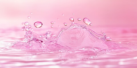 Wall Mural - this edited image features a striking pink hue with an elegant water splash effect, perfect as backg