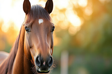 Sticker - a well-groomed horse enjoying a green pasture, showcasing its shiny coat and overall vitality