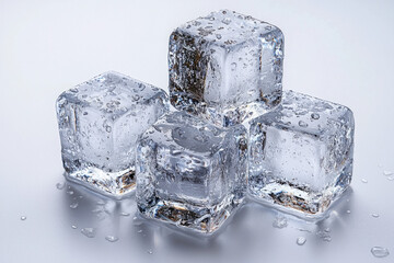 Wall Mural - Ice Cubes On White Background