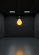 © Alex - 3D render of a single light bulb hanging from the ceiling in an empty room