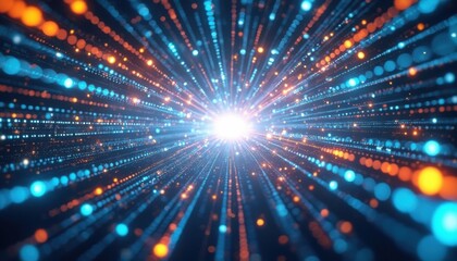 Leinwandbilder - Complex digital illustration of a cyber development environment with dynamic light effects and vibrant colors depicting futuristic data transmission