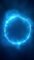 Poster - Blue abstract plasma lightning ring with glowing particles swirling in dark sky fantasy concept art
