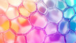© Thiago - Close-up of colorful soap bubbles creating an abstract, vibrant pattern in a rainbow of hues with detailed texture and intricate shapes. Plasma. Illustration