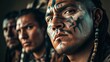 © MiguelAngel - Portrait of Native American men's faces with war paint and marks.