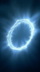 Poster - White abstract plasma lightning ring with glowing particles swirling in dark sky fantasy concept art