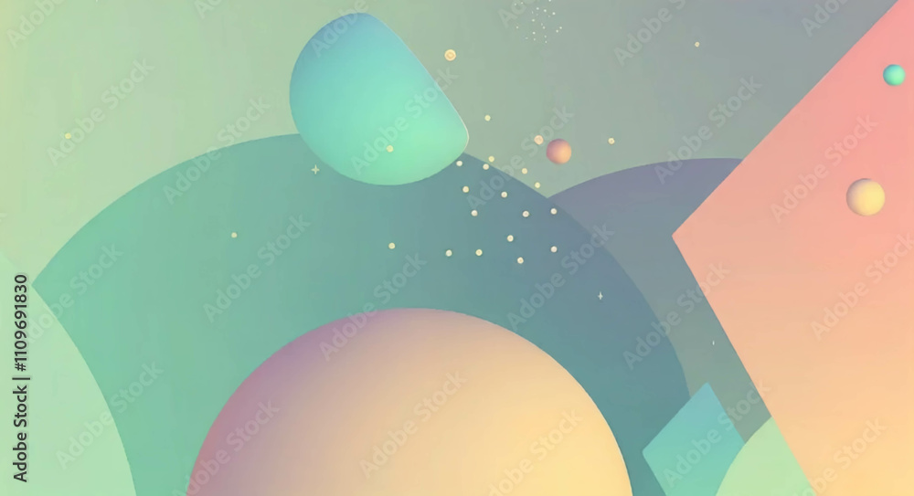 Soft pastel abstract wallpaper with geometric shapes and spheres ...