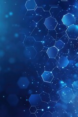Wall Mural - futuristic blue hexagonal network with glowing connections