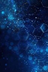 Wall Mural - futuristic blue background with glowing hexagons and digital connections