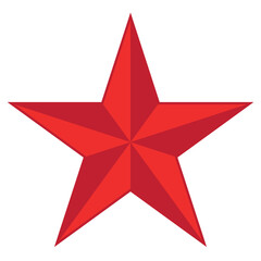 Wall Mural - red star shape symbol, vector illustration of five pointed star