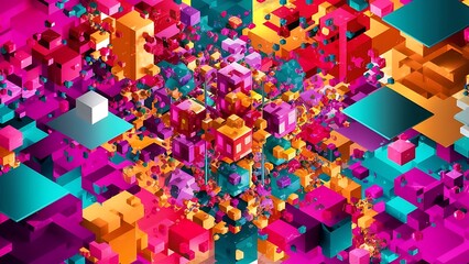 Vector Abstract geometric shape from cubes. squares