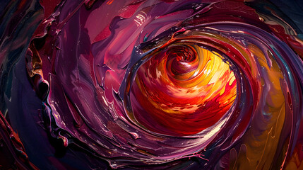 Wall Mural - A colorful swirl of paint with a blue and orange center.