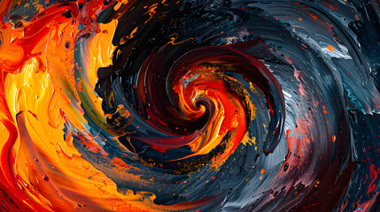 Wall Mural - A colorful swirl of paint with a blue and orange center.