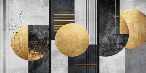 Poster - This contemporary canvas artwork beautifully showcases black and gold colors along with striking geometric shapes, making it a perfect choice for adding an elegant touch to your home decor