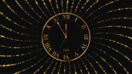 Wall Mural - Gold watch. New Year and Christmas background. Vector illustration