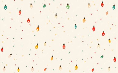 Canvas Print - Decorative background with colorful string lights against a neutral backdrop, perfect for holidays