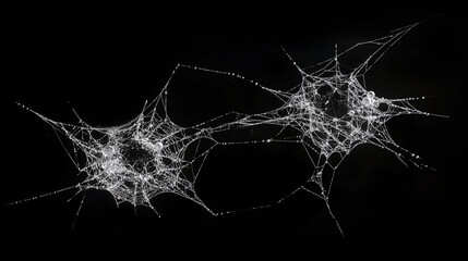 Dew Covered Spiderwebs  Intricate Nature Pattern  Autumn Morning  Macro Photography