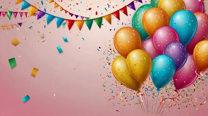 Happy birthday card with beautiful fancy balloons