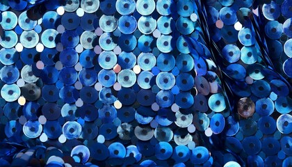 Wall Mural - abstract blue background of metallic round sequins