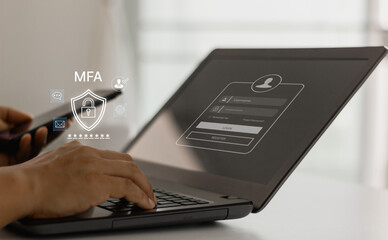 Aufkleber - Cybersecurity and privacy protect data. Smartphone protection with 2FA, Multi Factor Authentication, internet network security technology. Encrypted data. Personal online privacy. Cyber hacker threat.