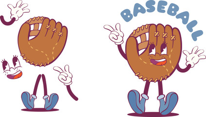 Poster - Retro  groovy baseball character creation kit, vintage mascot parts