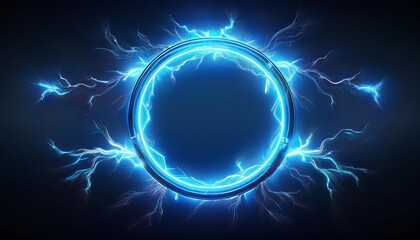 Wall Mural - blue electric ring lightning glowing accessories