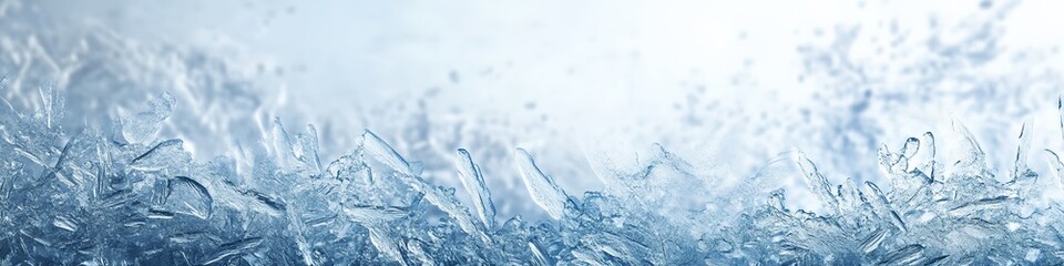 Wall Mural - a frozen landscape with ice and snow. the sky is blue and the water is frozen. concept of coldness a
