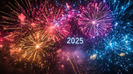 a clear night sky with fireworks exploding to reveal the written text 