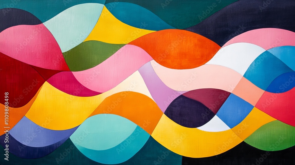 Intricate abstract art with wave patterns flowing through a vibrant mix ...