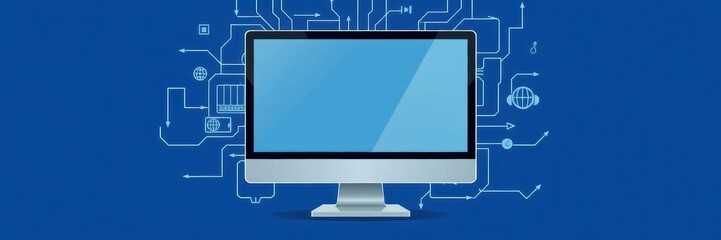 Wall Mural - Computer screen vector illustration with realistic details and textures, background, electronic, digital