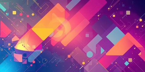 Wall Mural - dynamic and colorful digital design with geometric shapes and patterns, artistic, decoration