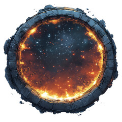 Wall Mural - a large, fiery hole in the sky with a blue background